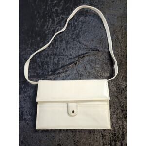 Vintage Lou Taylor White Leather Purse with Mirror